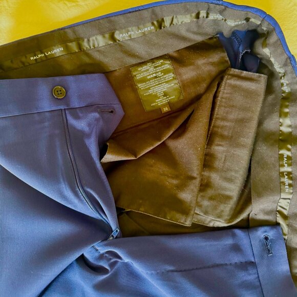 Ralph Lauren Blue Dress Pants 36x32 Blue Wool/Lane 100% Wool & Viscose - Picture 3 of 4
